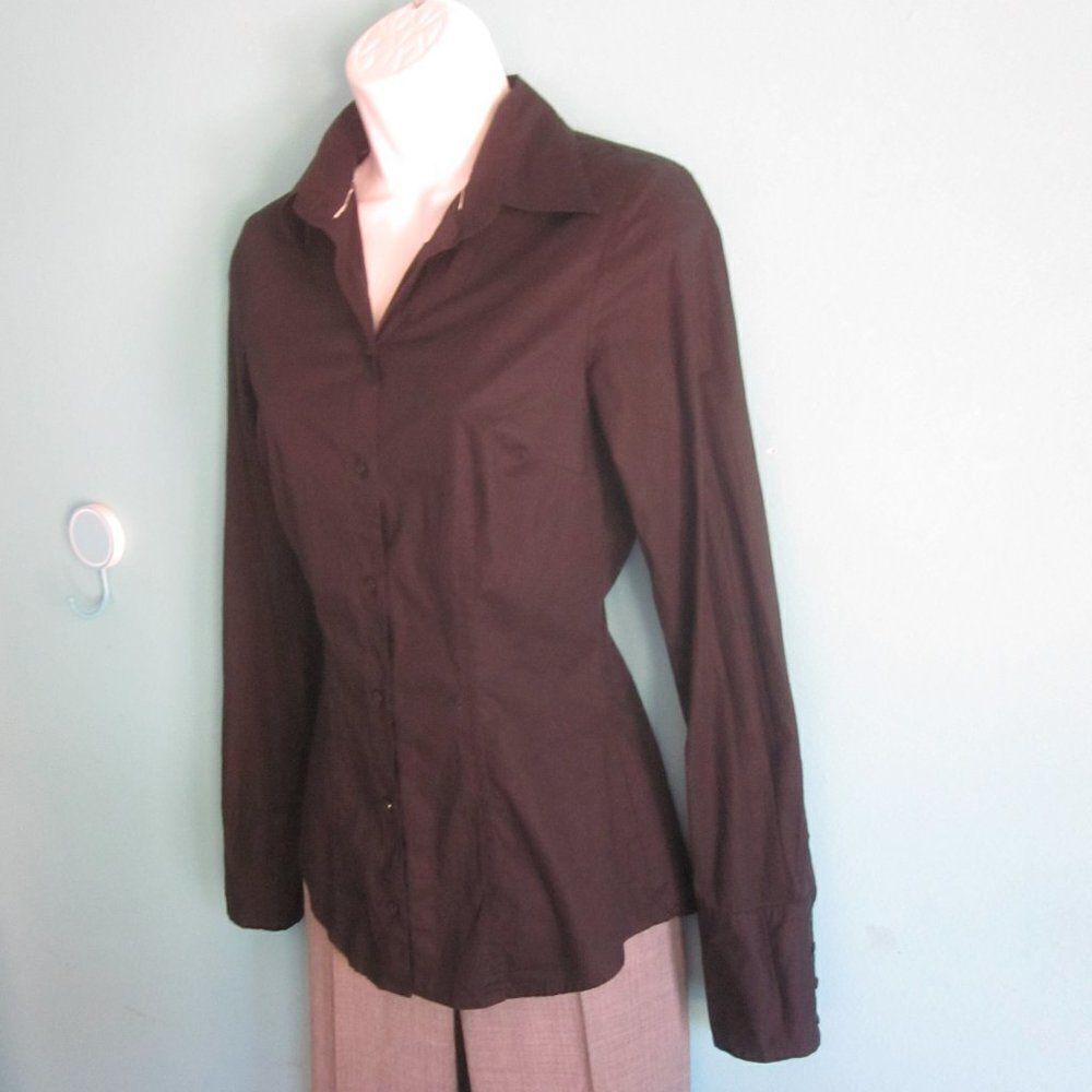 Seidensticker Women Size XS Black Cotton Dress Shirt Size 34 Button Front Blouse